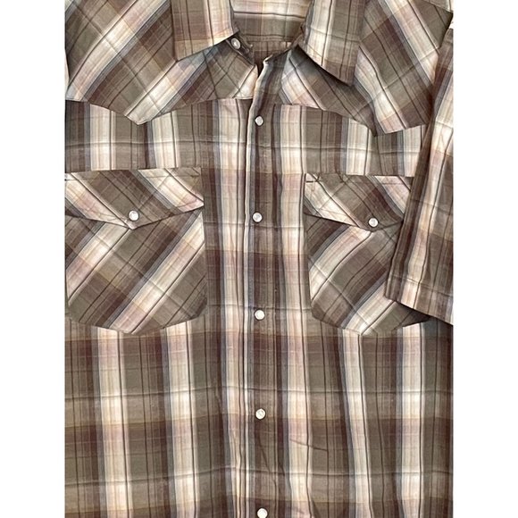 Bit Bridle Mens 2XL Pearl Snap Green Plaid Western Short Sleeve Shirt Casual - Picture 2 of 8